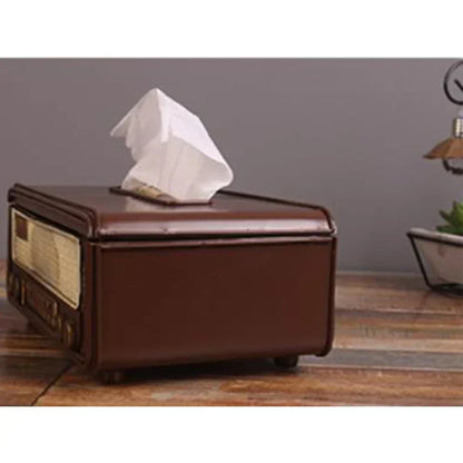 🎁 Caja de pañuelos en forma de radio retro – Soporte para toallas de papel y servilletas para hogar, bar, oficina