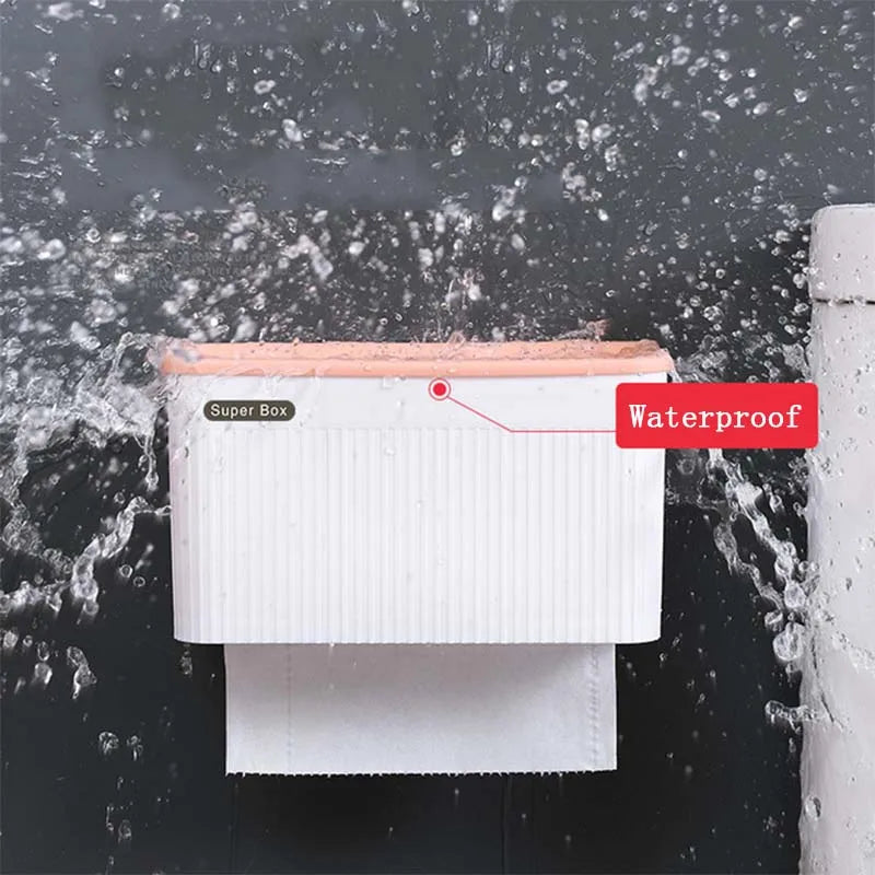 🚿Soporte de Papel Higiénico a Prueba de Agua – Montaje en la Pared con Caja de Almacenamiento