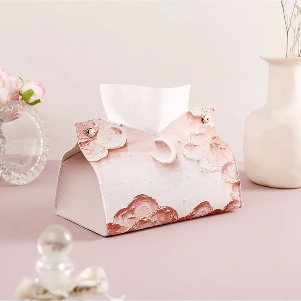 🎀 Caja de Pañuelos de Cuero Rosa Creativa – 🎀 Almacenaje Duradero para Toallas de Papel