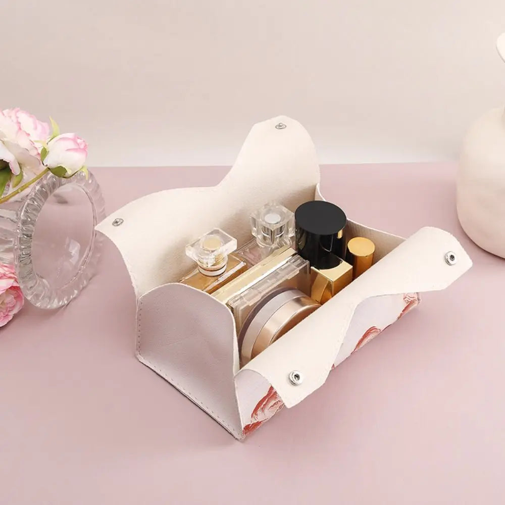 🎀 Caja de Pañuelos de Cuero Rosa Creativa – 🎀 Almacenaje Duradero para Toallas de Papel