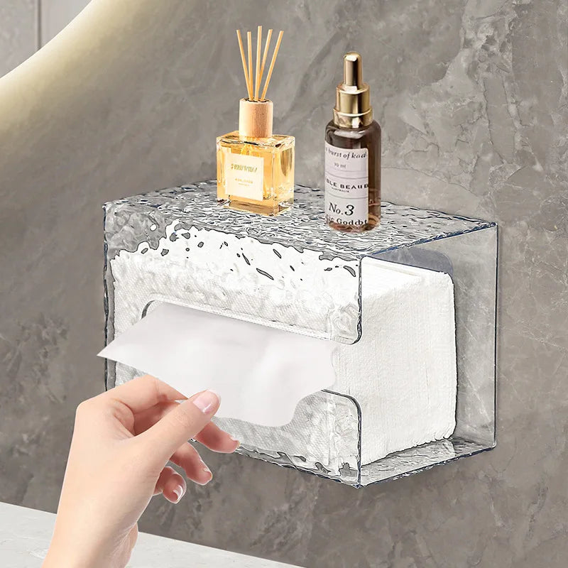 ❄️ Soporte para Papel Higiénico de Baño –✨ Estilo Glaciar Acrílico Montado en la Pared