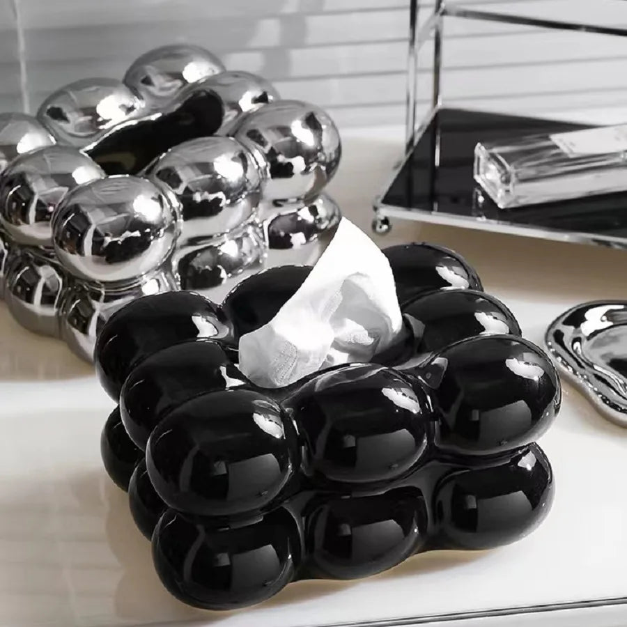 🌸 Soporte de Pañuelos de Cerámica con Cajón – Organizador de Servilletas y Toallas de Papel 🌸